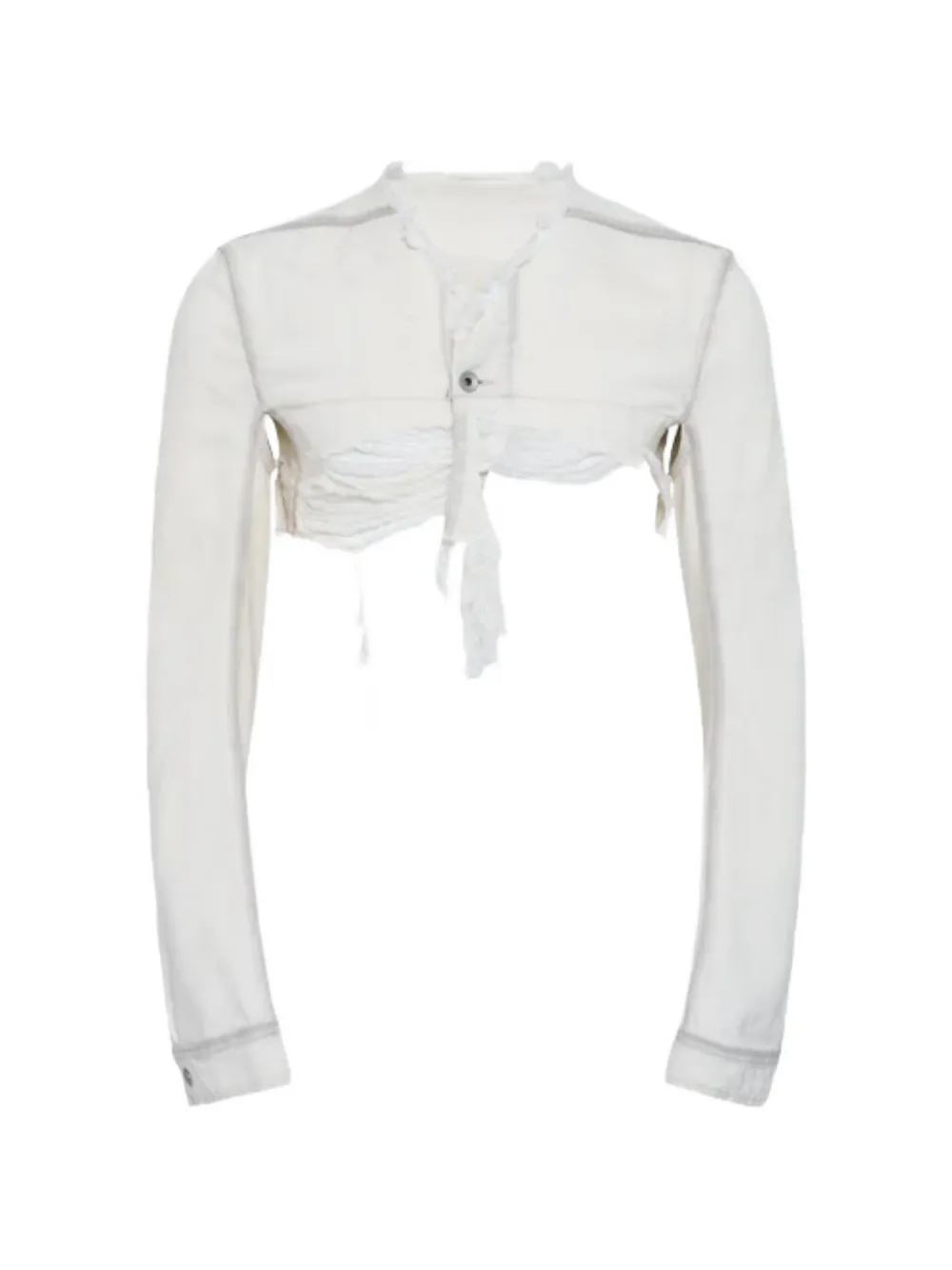 Rick Owens Microworker distressed denim jacket - Weiß