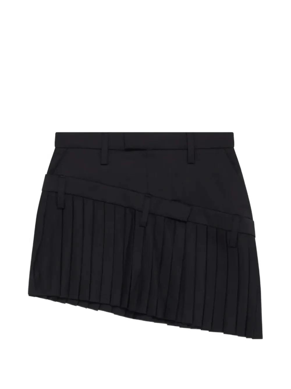 Torishéju Asymmetric Mini Pleated Skirt In Black