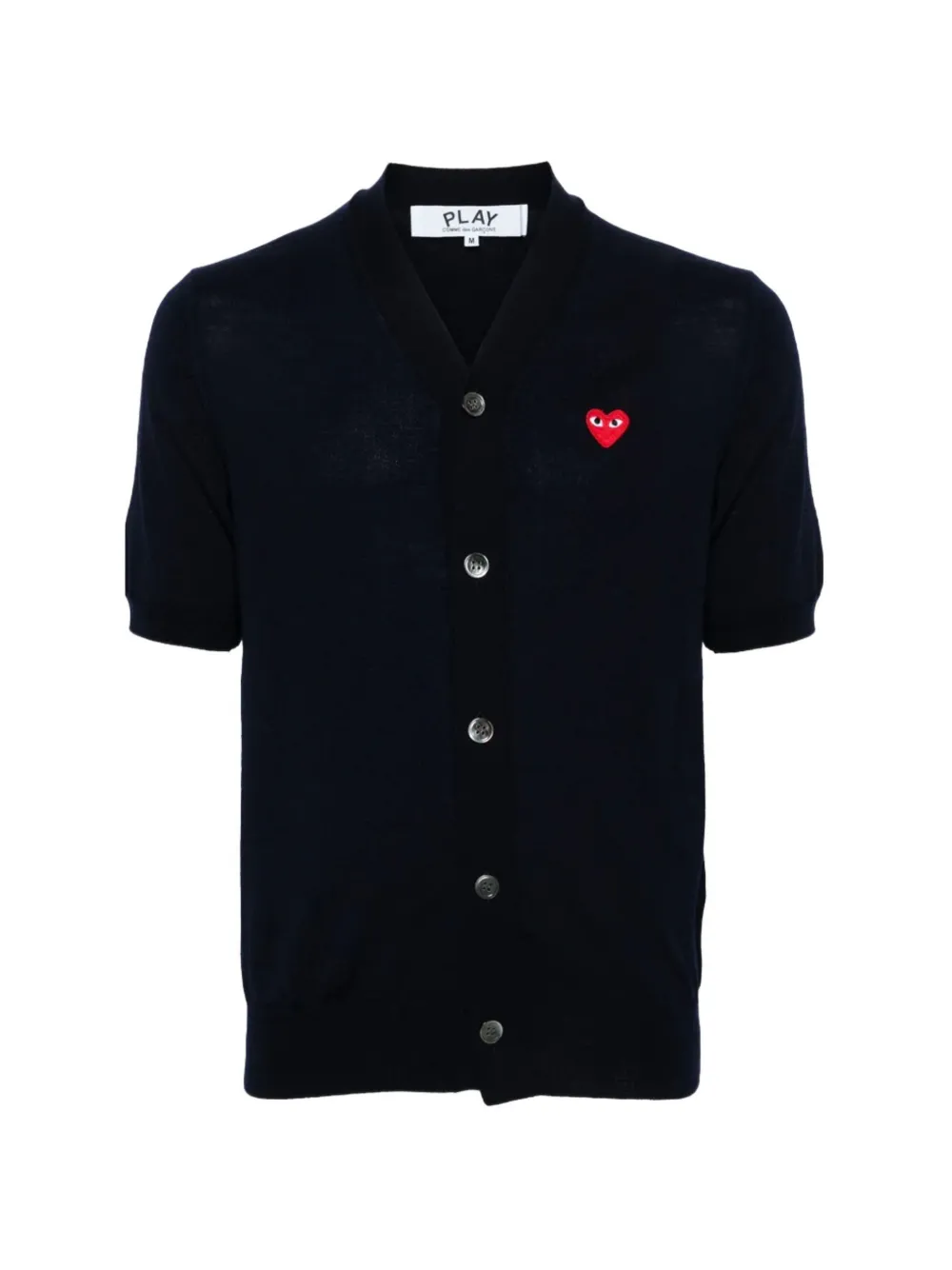 Comme Des Garçons Play Heart-patch short-sleeve cardigan - Blau
