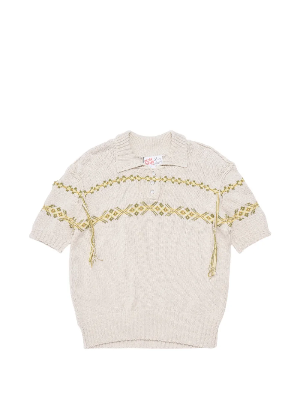 Oscar Ouyang Fair Isle short-sleeve polo shirt - Toni neutri