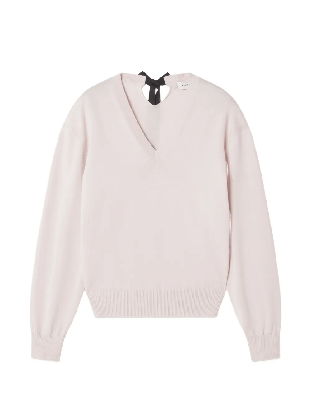 Lanvin Bow-detail V-neck Sweater In Neutral