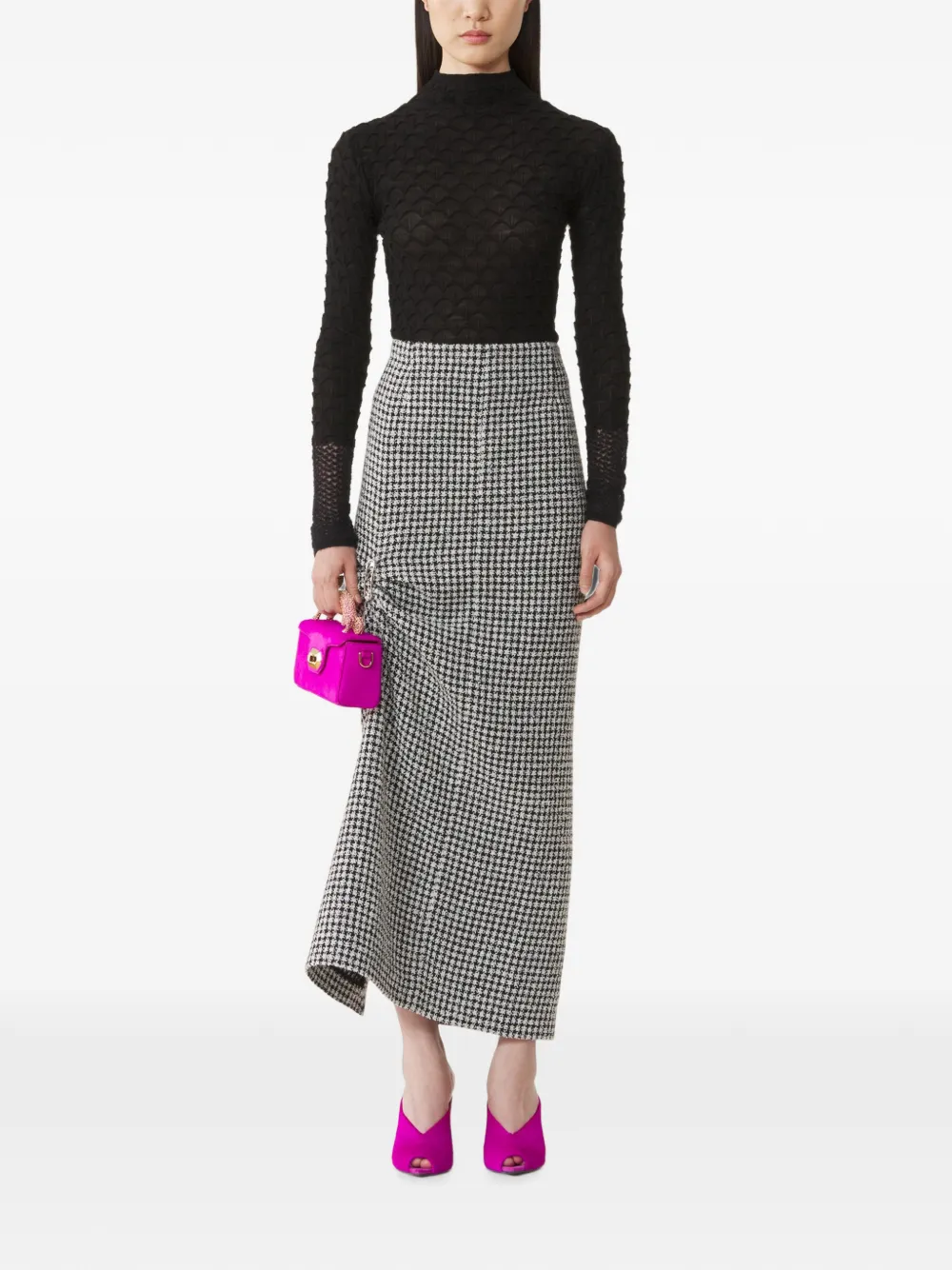 Lanvin Top van wol en mohair met hoge hals Zwart