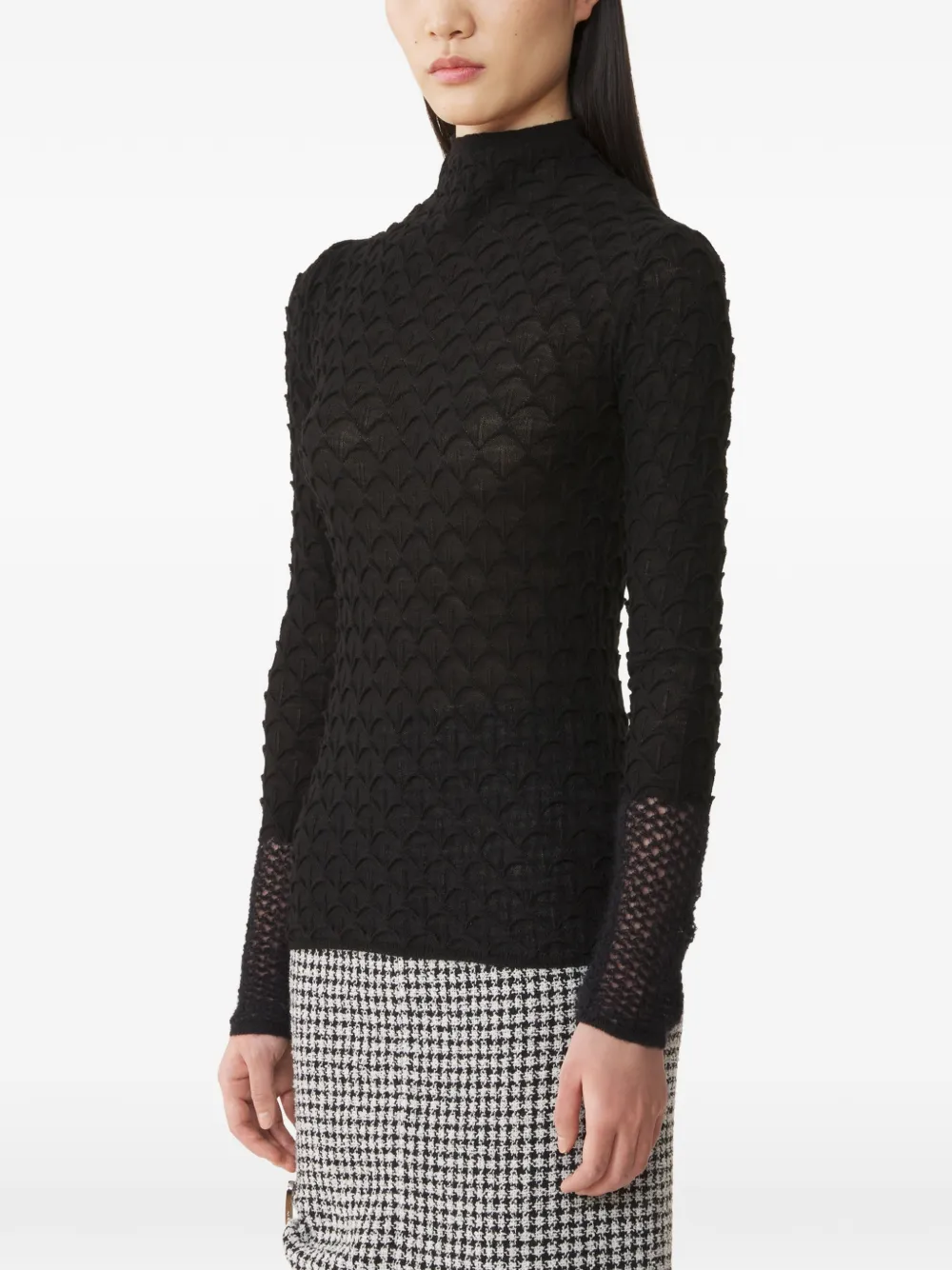 Lanvin Top van wol en mohair met hoge hals Zwart