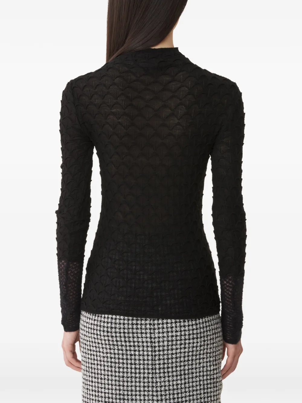 Lanvin Top van wol en mohair met hoge hals Zwart