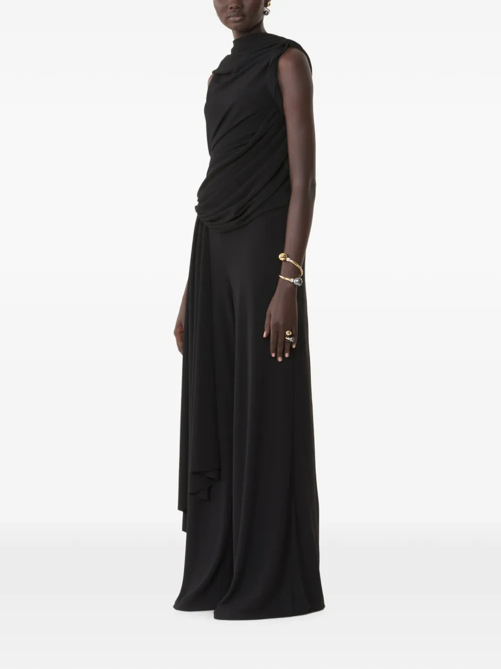 Lanvin Gedrapeerde jumpsuit van crêpe jersey Zwart