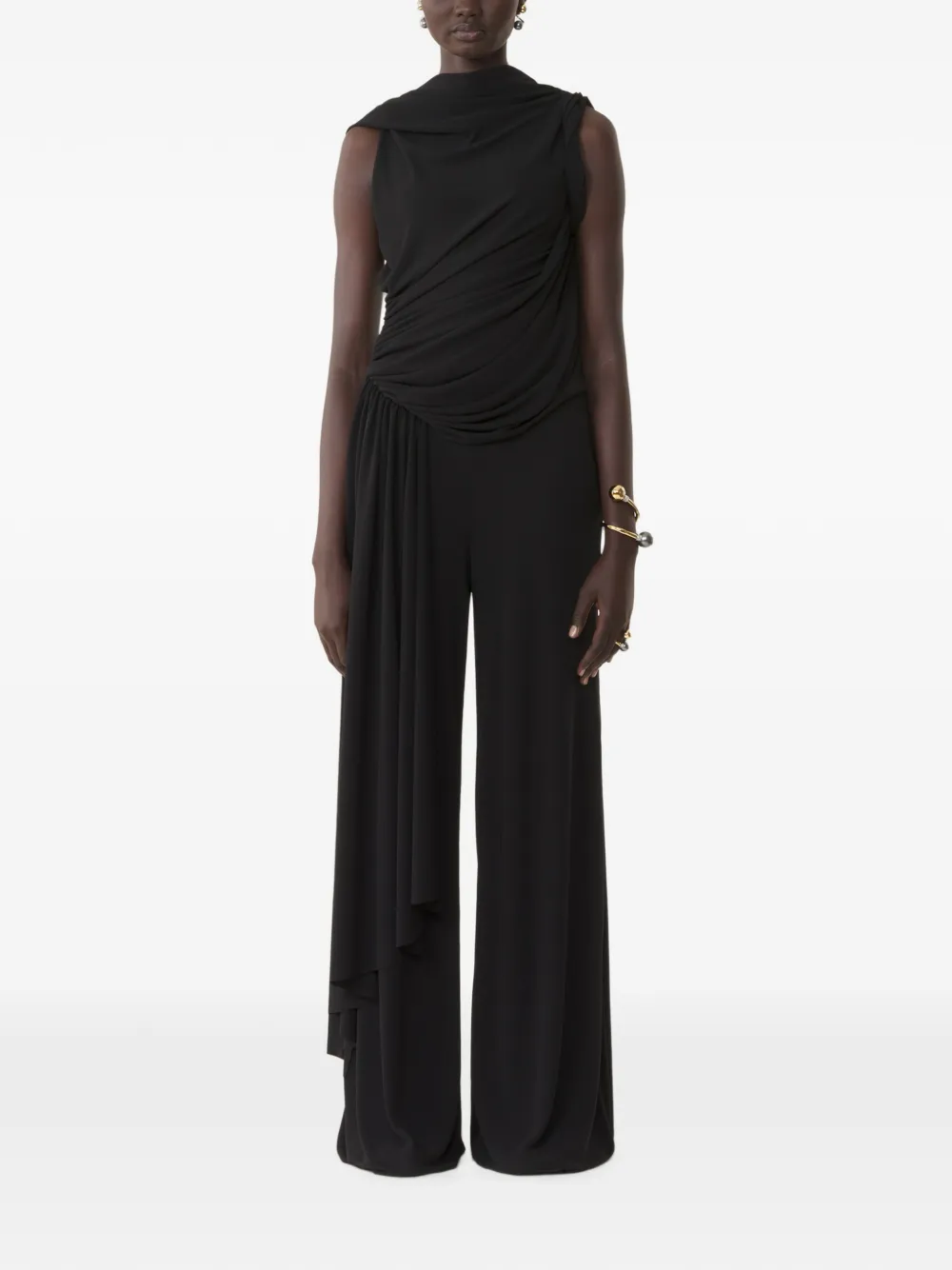 Lanvin Gedrapeerde jumpsuit van crêpe jersey Zwart