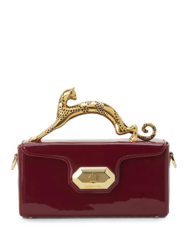 Lanvin Pencil Cat Nano Bag in Patent Leather in Red