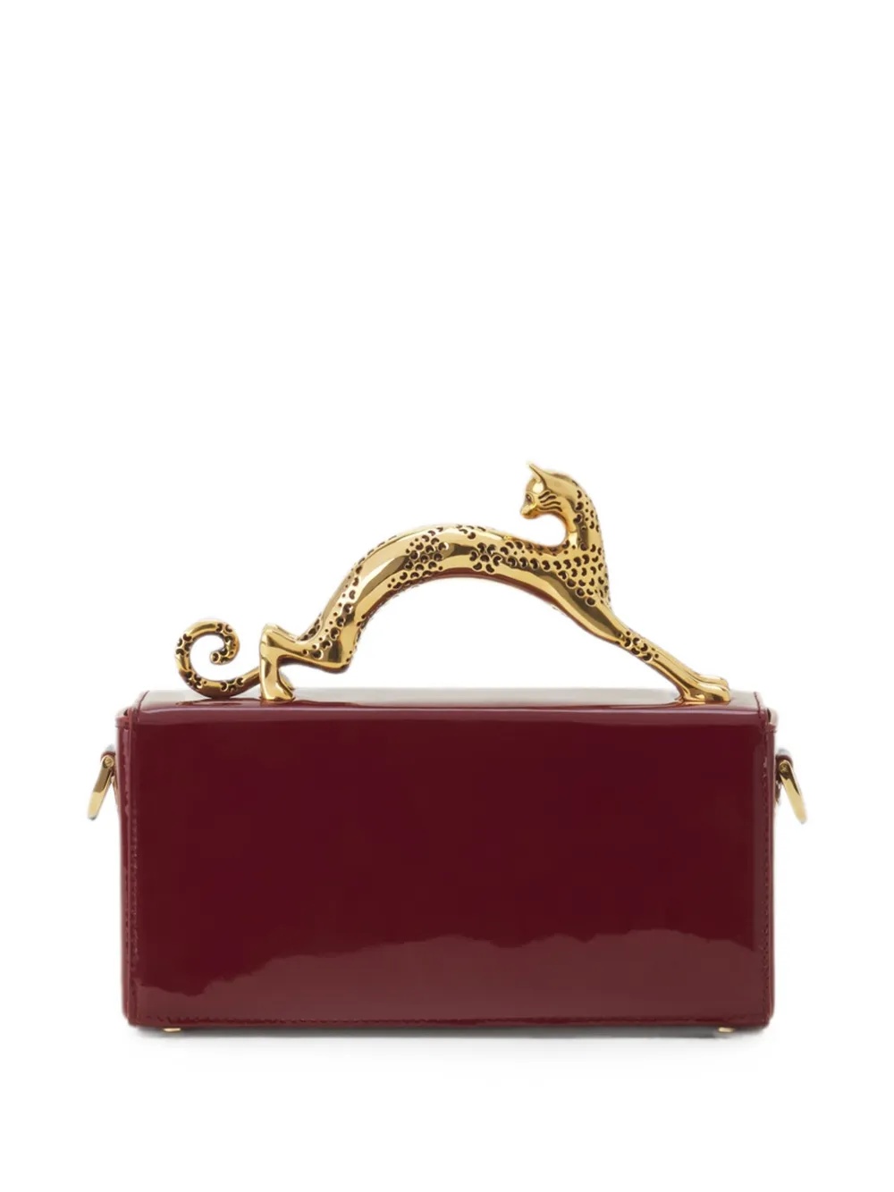Lanvin Pencil Cat Nano Bag in Patent Leather in Red, view 3