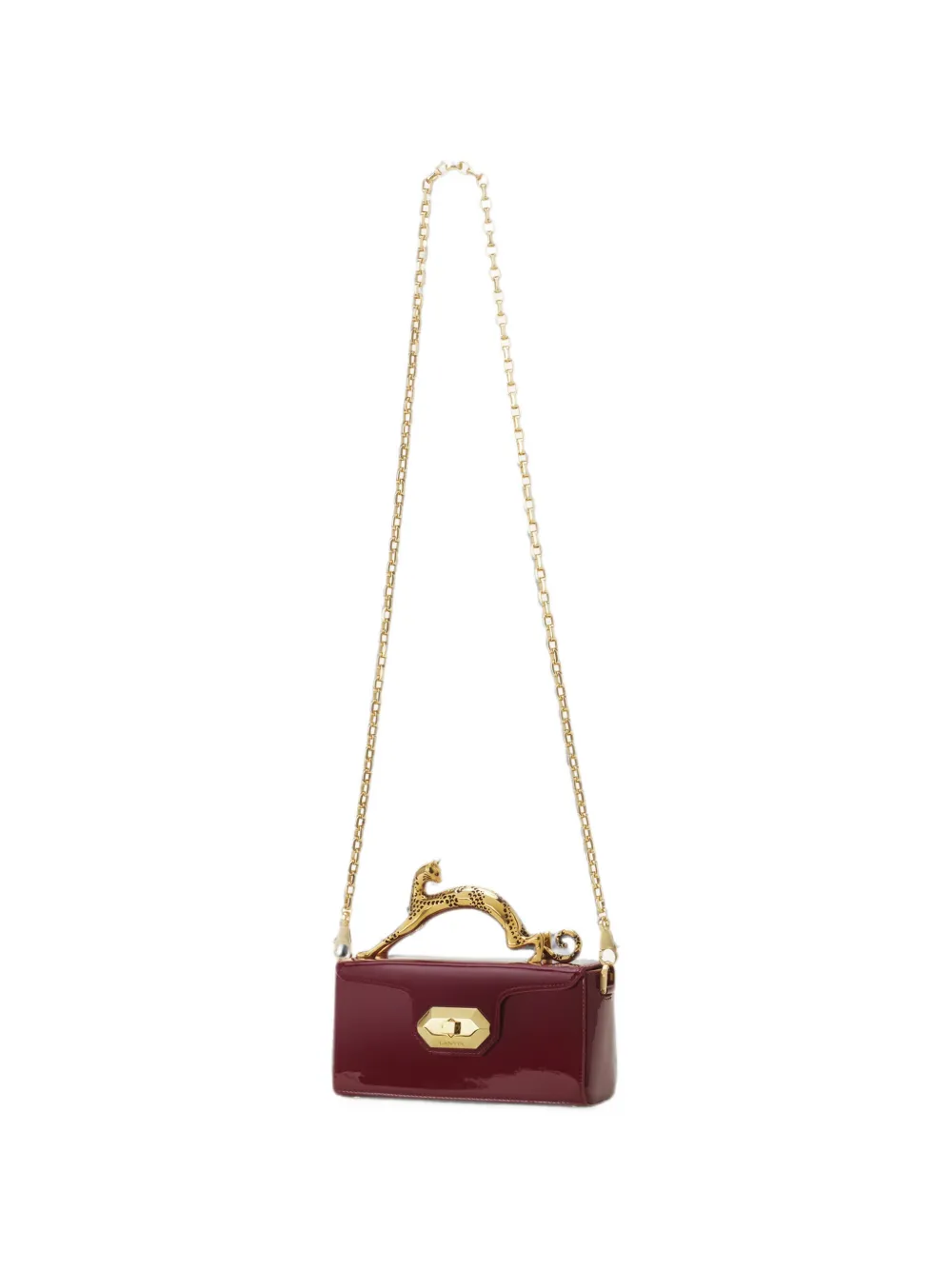 Lanvin Pencil Cat Nano Bag in Patent Leather in Red, view 4