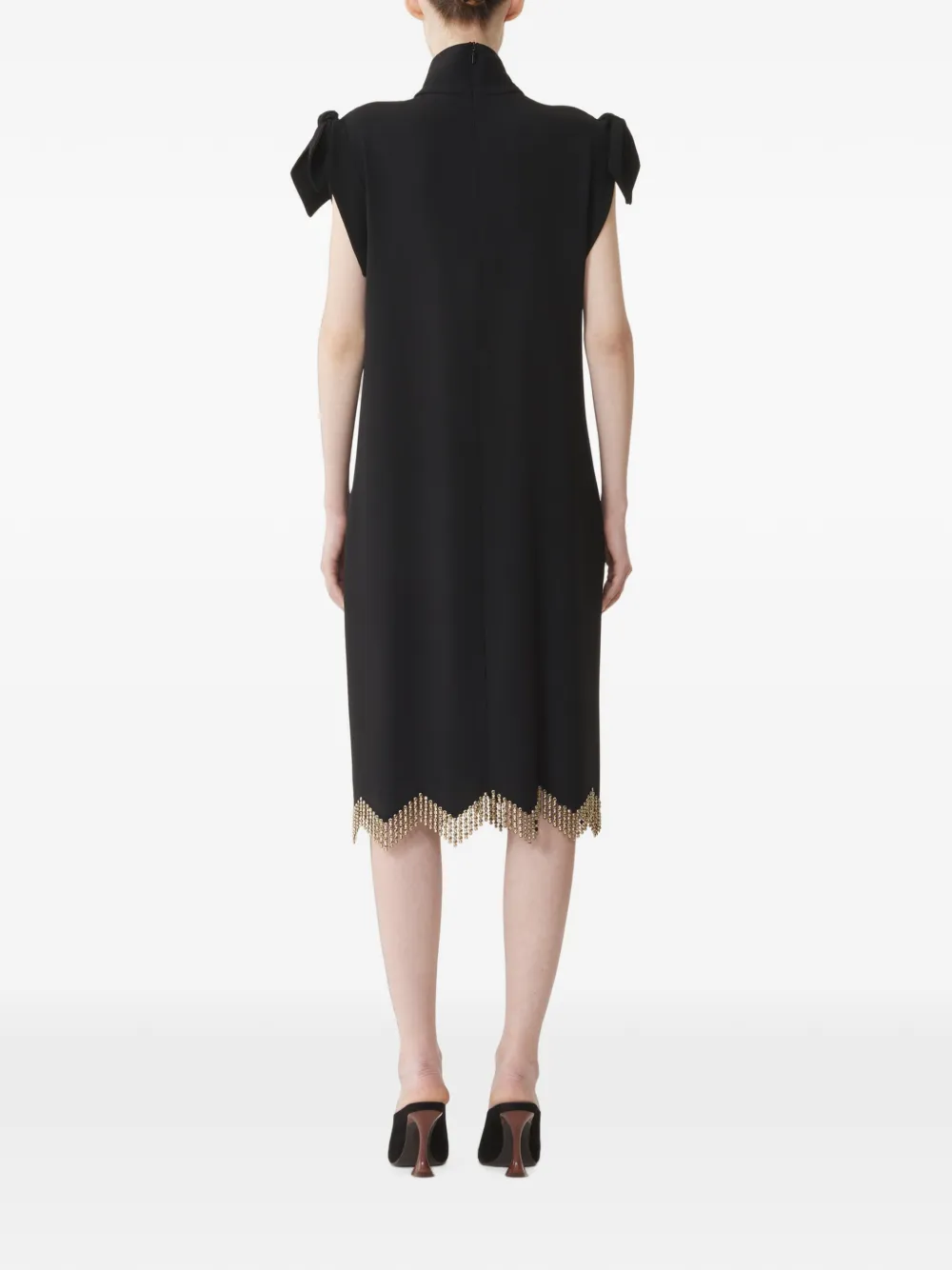 Lanvin Midi-jurk met strikdetail en kristallen franje Zwart
