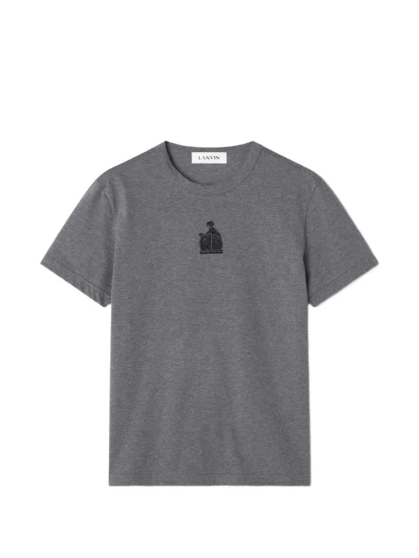Lanvin Mother and Daughter Embroidered Jersey T-shirt in Grey
