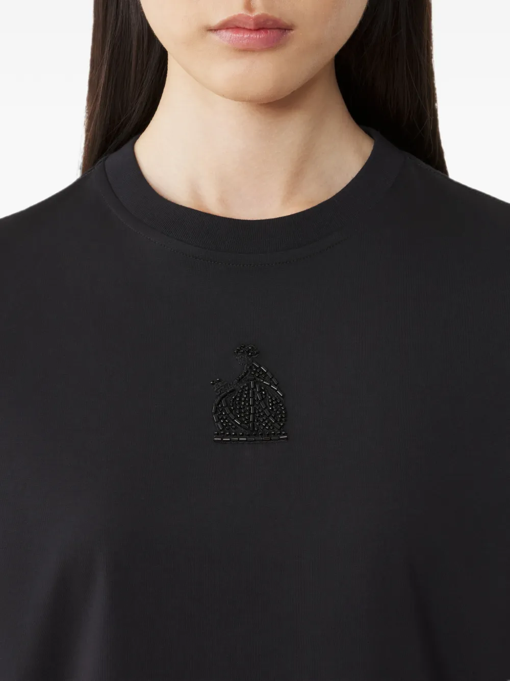 Lanvin Mother and Daughter jersey T-shirt met borduurwerk Zwart
