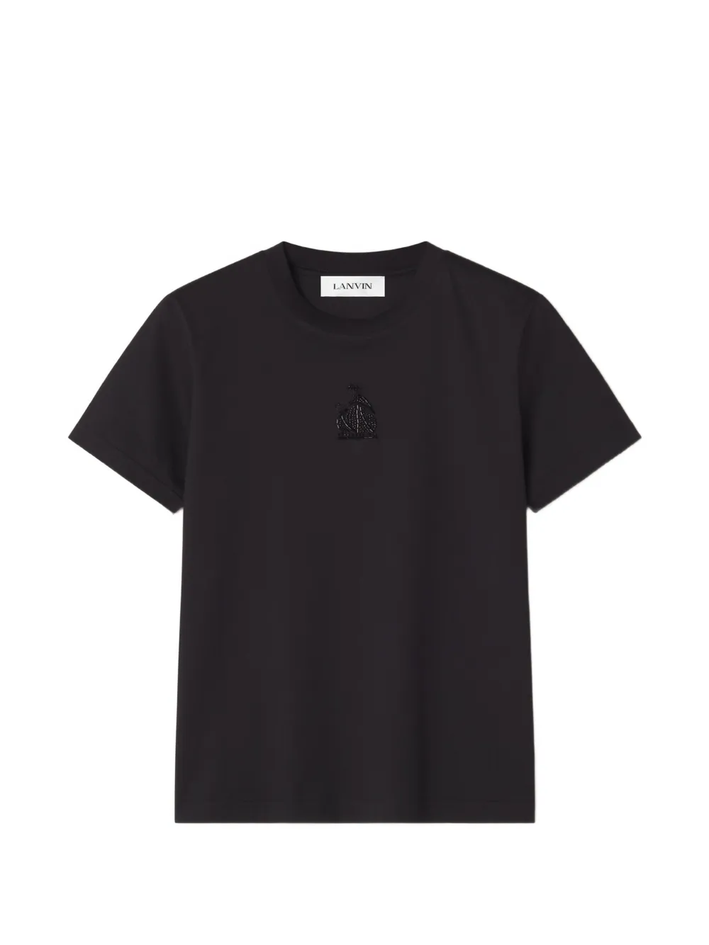 Lanvin T-shirt Mother and Daughter in jersey con ricamo - Nero