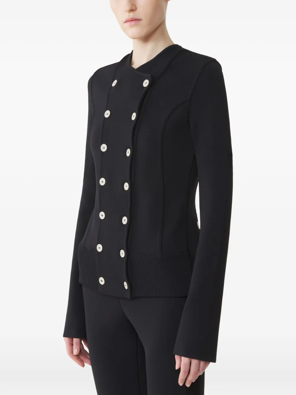 Lanvin Jack met dubbele rij knopen en geribbelde afwerking Zwart