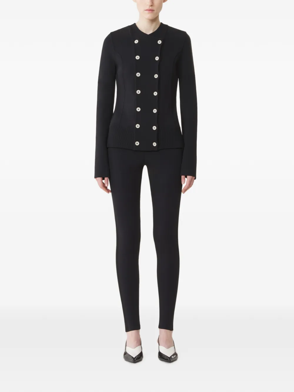 Lanvin Jack met dubbele rij knopen en geribbelde afwerking Zwart