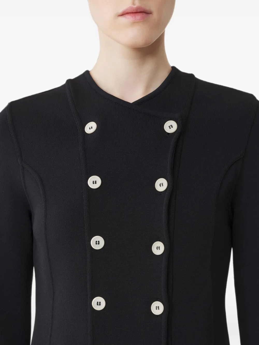 Lanvin Jack met dubbele rij knopen en geribbelde afwerking Zwart