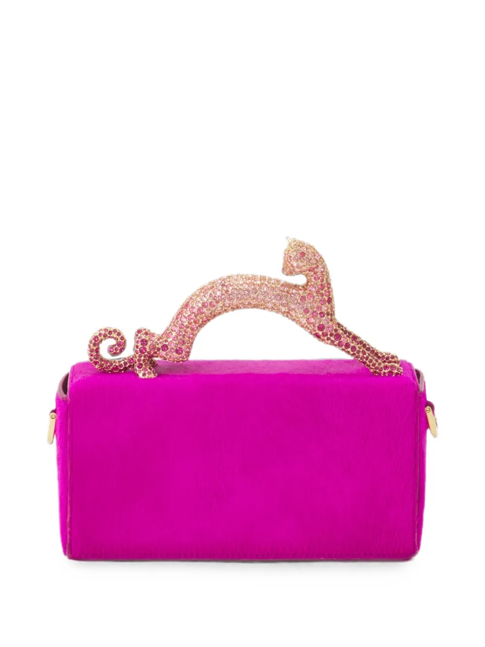 Lanvin Pencil Cat mini-tas met ponyhaar en stras Roze