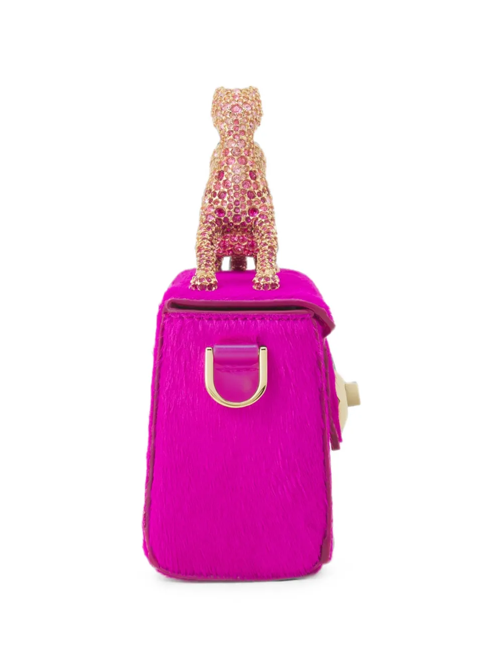 Lanvin Pencil Cat mini-tas met ponyhaar en stras Roze