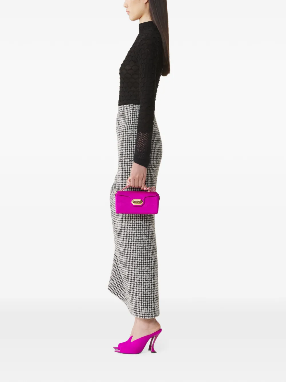Lanvin Pencil Cat mini-tas met ponyhaar en stras Roze