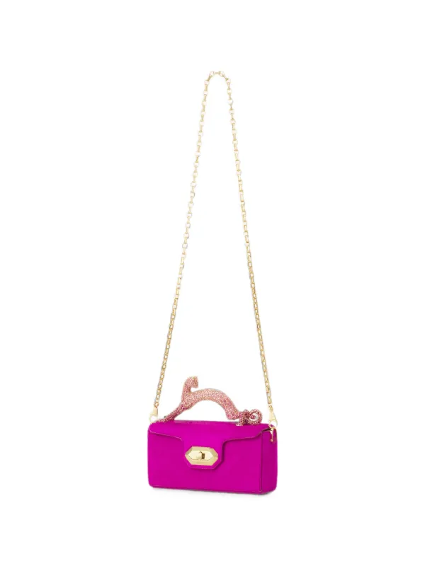Lanvin Pencil Cat Nano Bag in Pony and Rhinestones in Pink