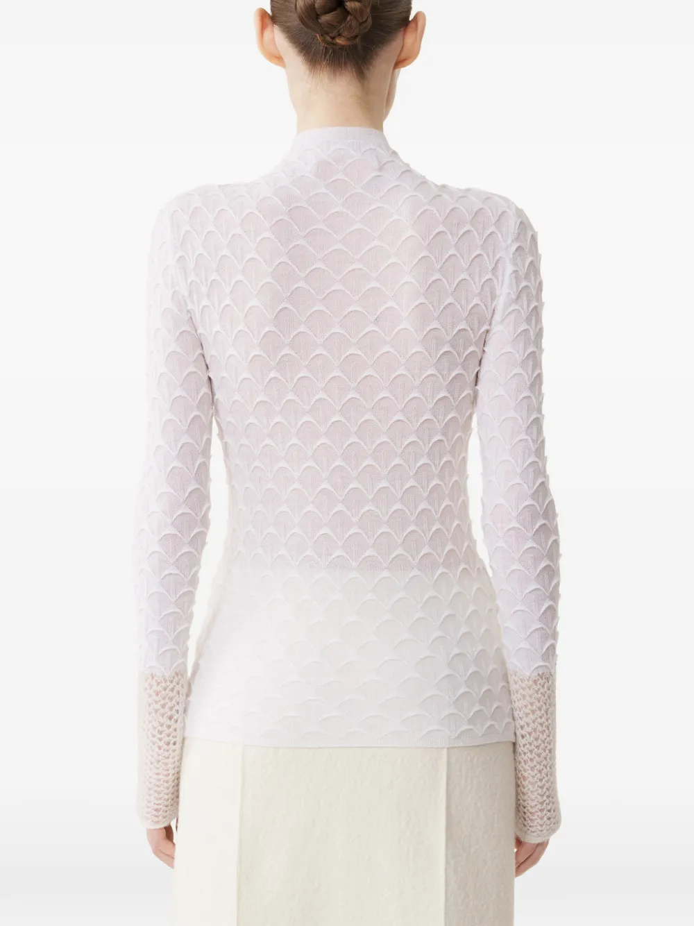 Lanvin Top met hoge hals van wol en mohair Wit