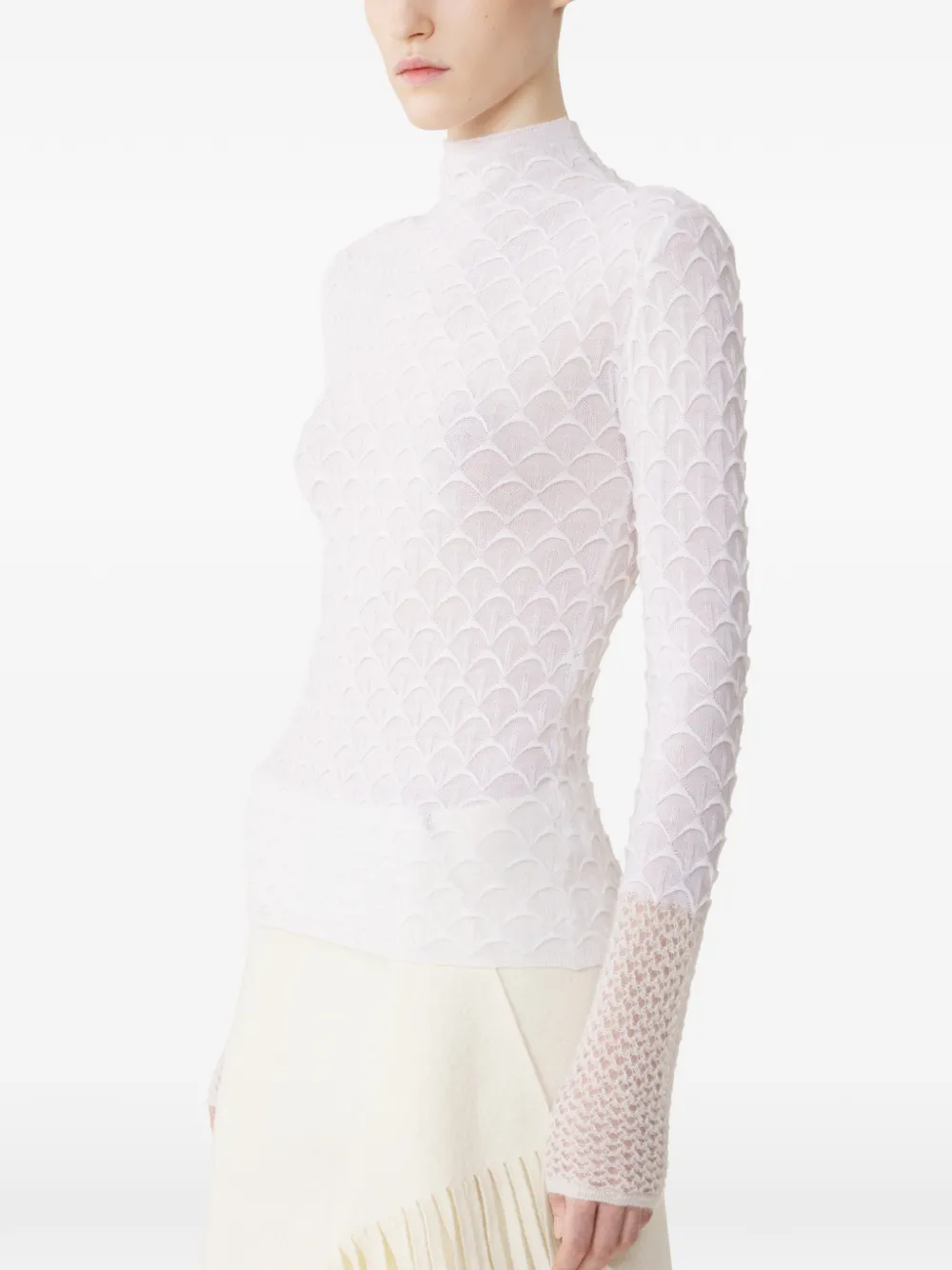 Lanvin Top a collo alto in lana e mohair - Bianco