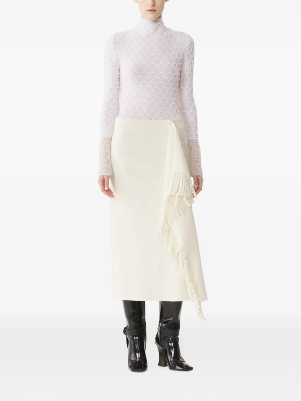 Lanvin Top met hoge hals van wol en mohair Wit