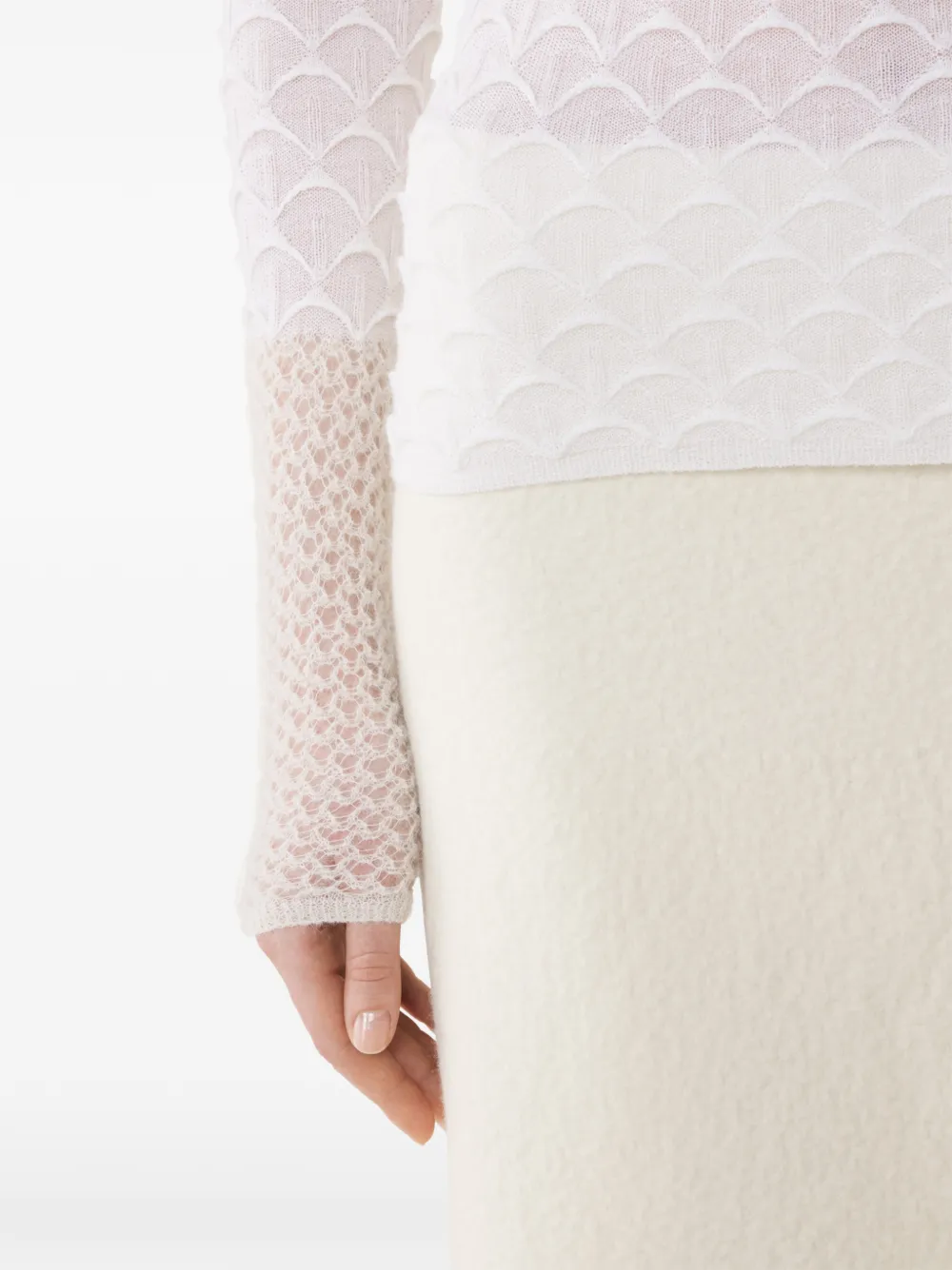 Lanvin Top met hoge hals van wol en mohair Wit