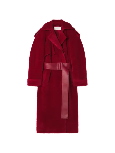 Lanvin belted shearling-effect coat