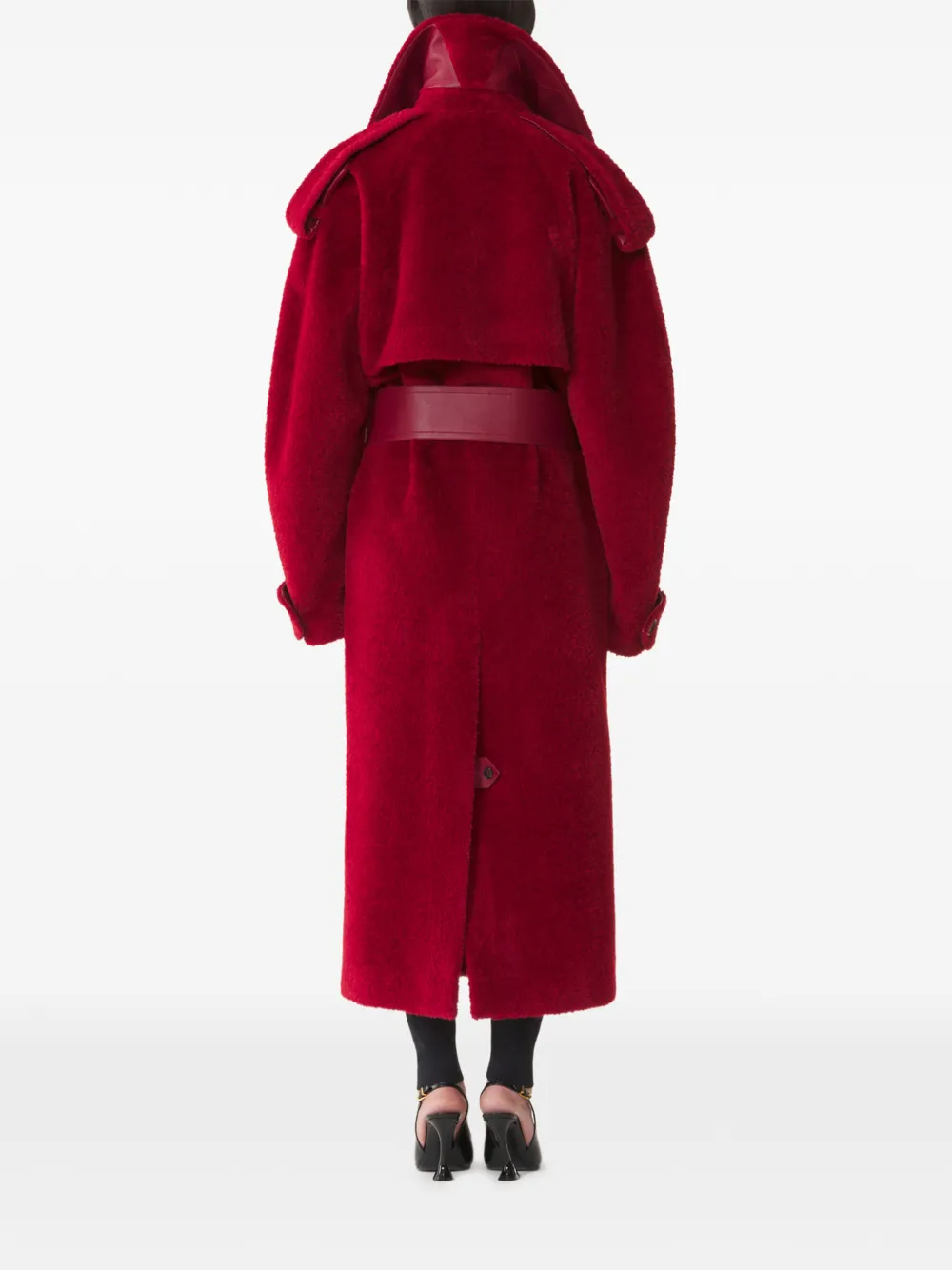 Lanvin Jas met lammy-effect en ceintuur Rood