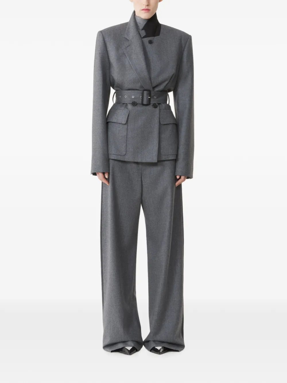 Lanvin Broek met wijde pijpen en trekkoord Grijs