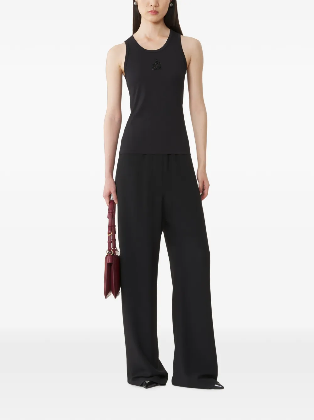 Lanvin Broek met wijde pijpen en trekkoord Zwart
