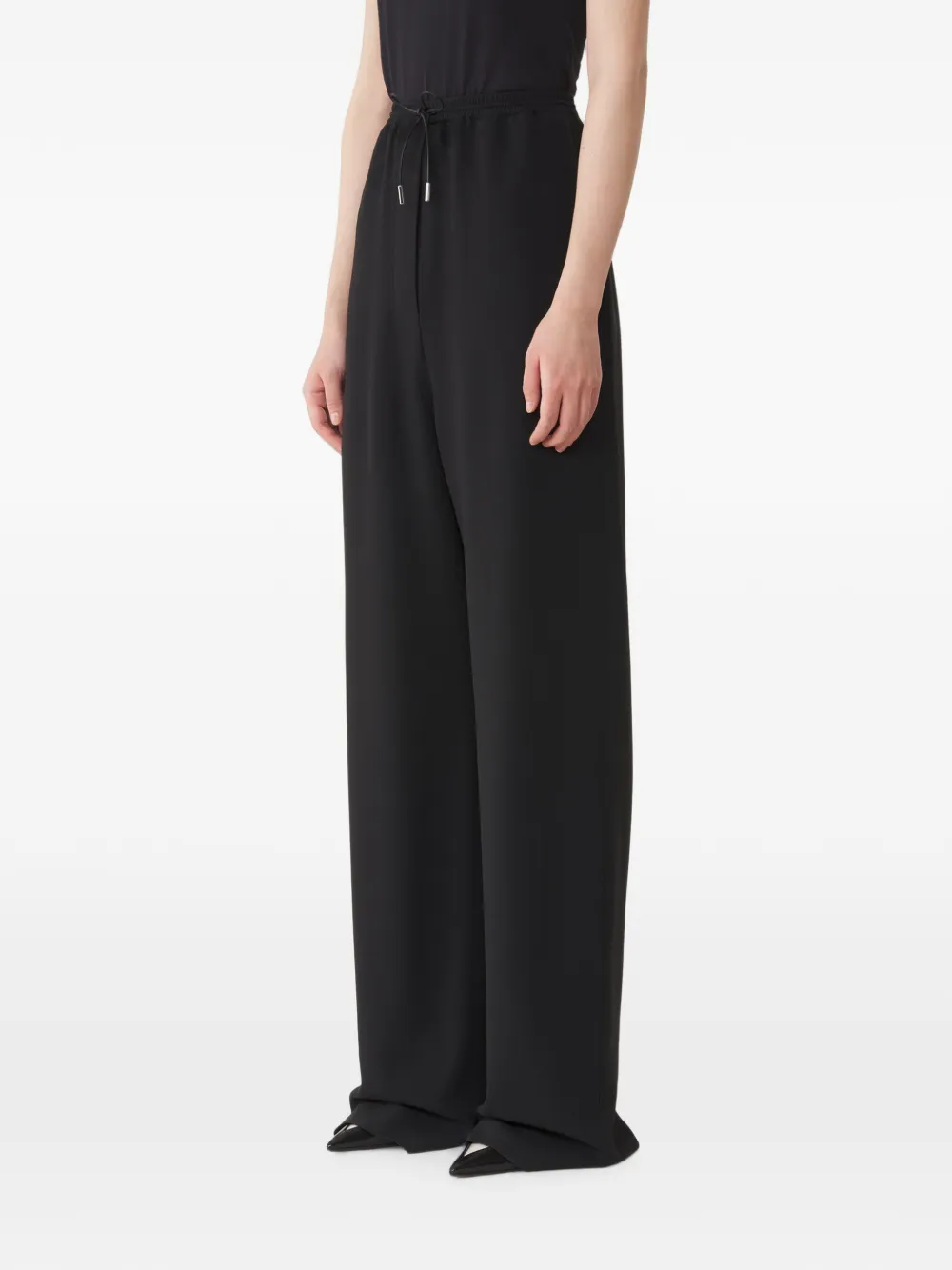 Lanvin Broek met wijde pijpen en trekkoord Zwart