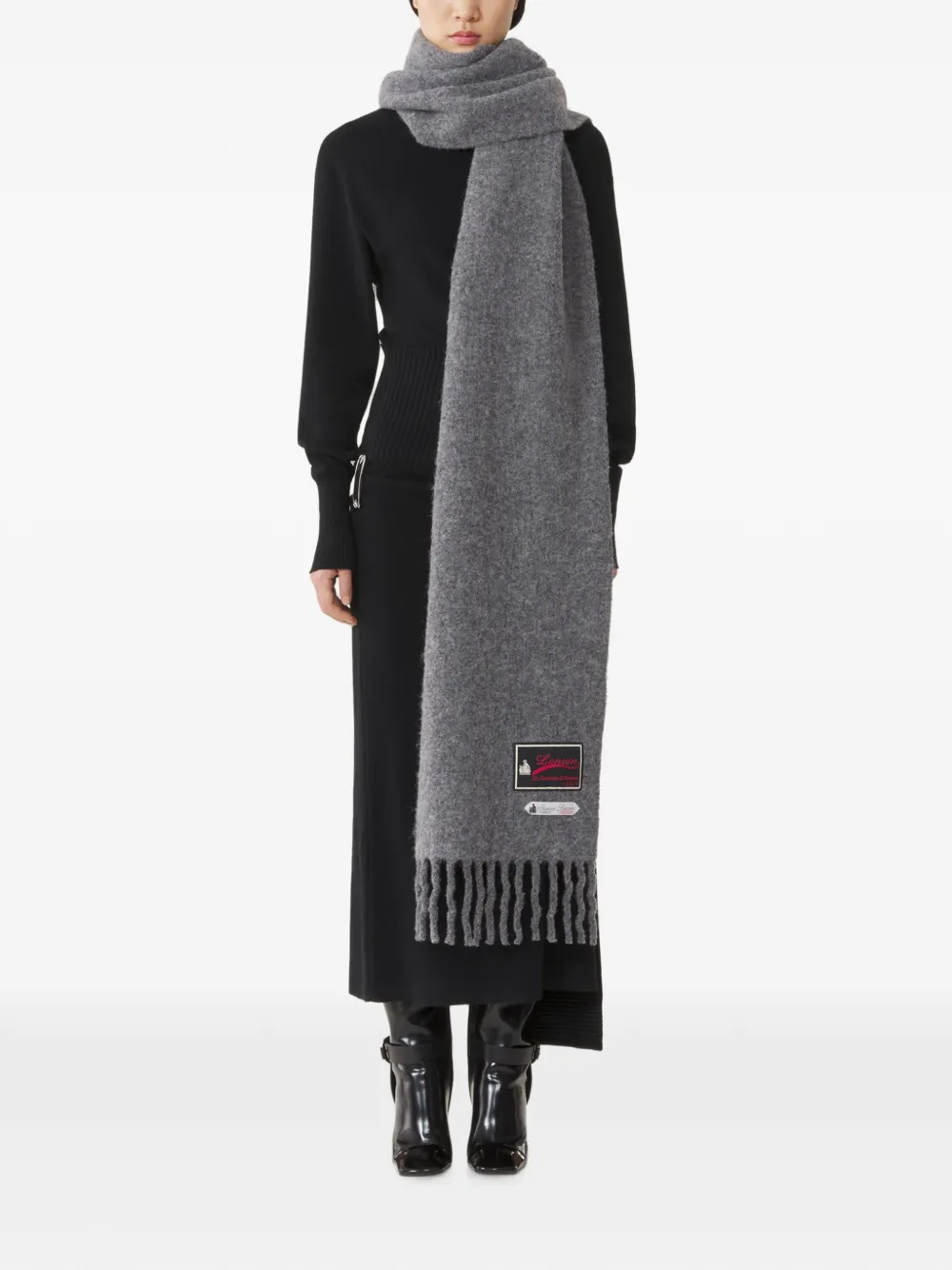 Lanvin Sjaal met logopatch Grijs