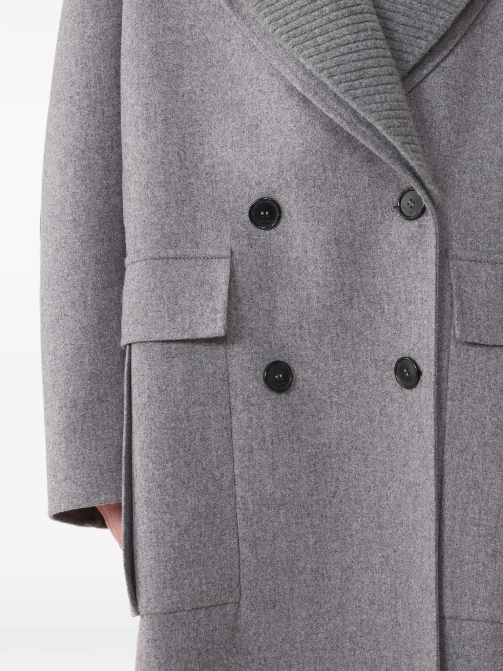 Lanvin Jas met dubbele rij knopen en geribbelde kraag Grijs