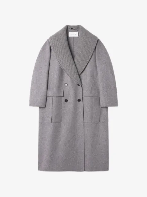 Lanvin ribbed-collar double-breasted coat
