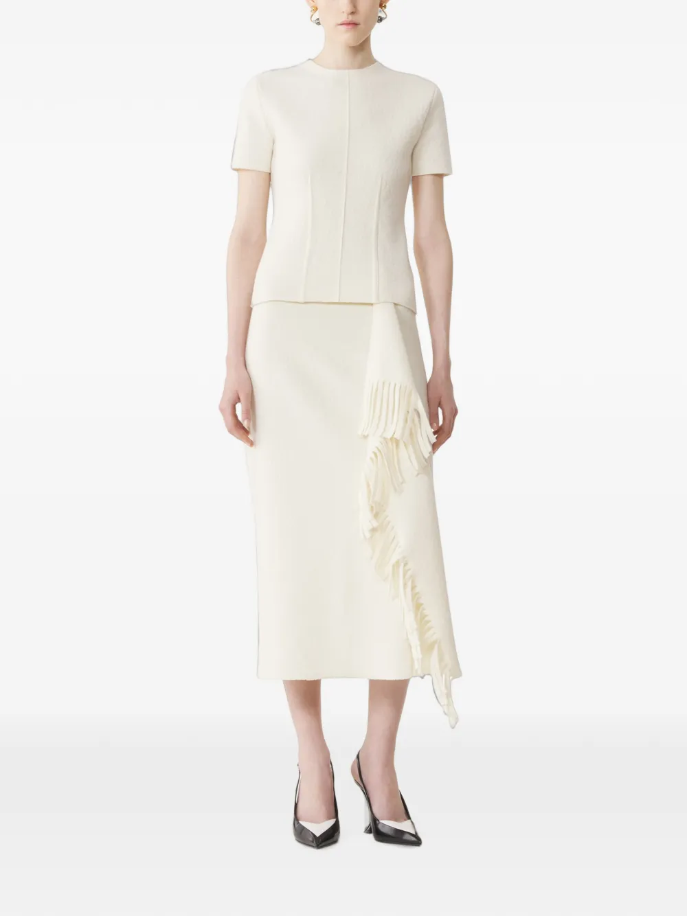 Lanvin Top met korte mouwen en vlakken Wit