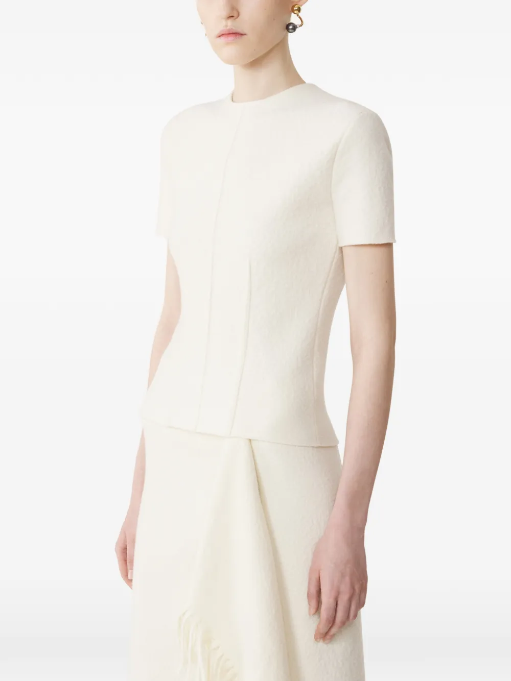 Lanvin Top met korte mouwen en vlakken Wit
