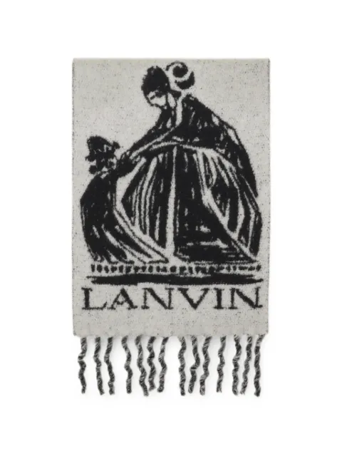 Lanvin logo-print fringed scarf