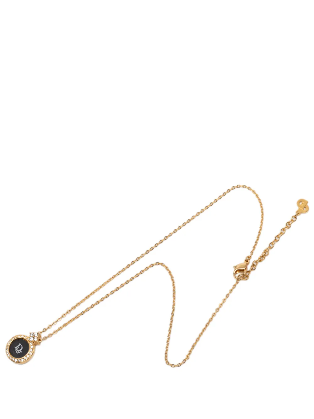 Christian Dior Pre-Owned 20th Century Gold Plated Enamel Strass Logo Pendant Necklace costume necklace - Nero