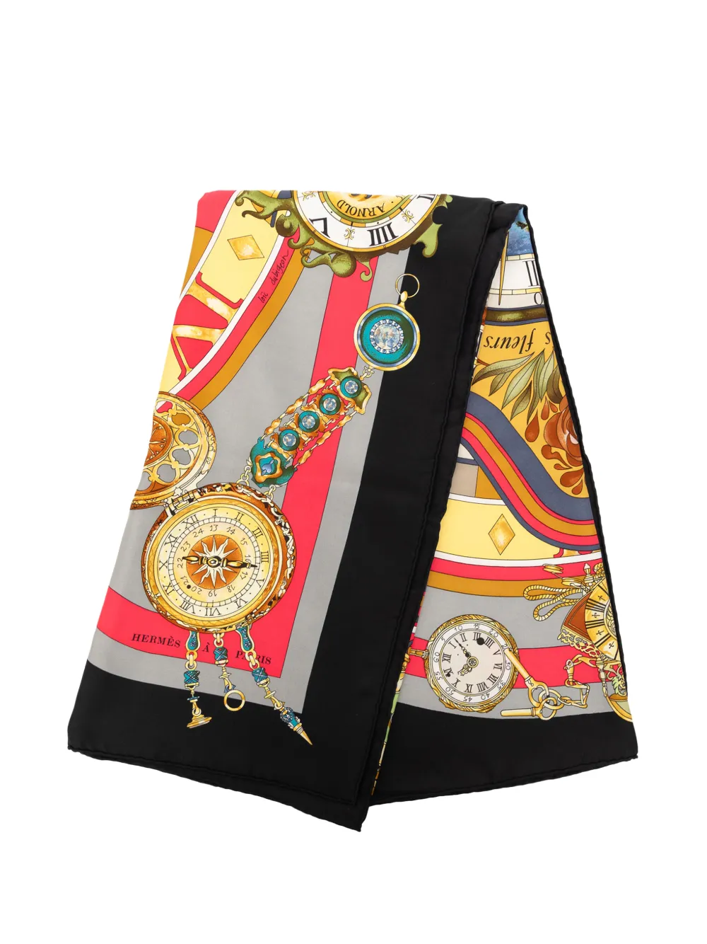 Hermès Pre-Owned 2000-2015 Parmi Les Fleurs Je Compte Les Heures Silk Scarf 90 scarves - Nero
