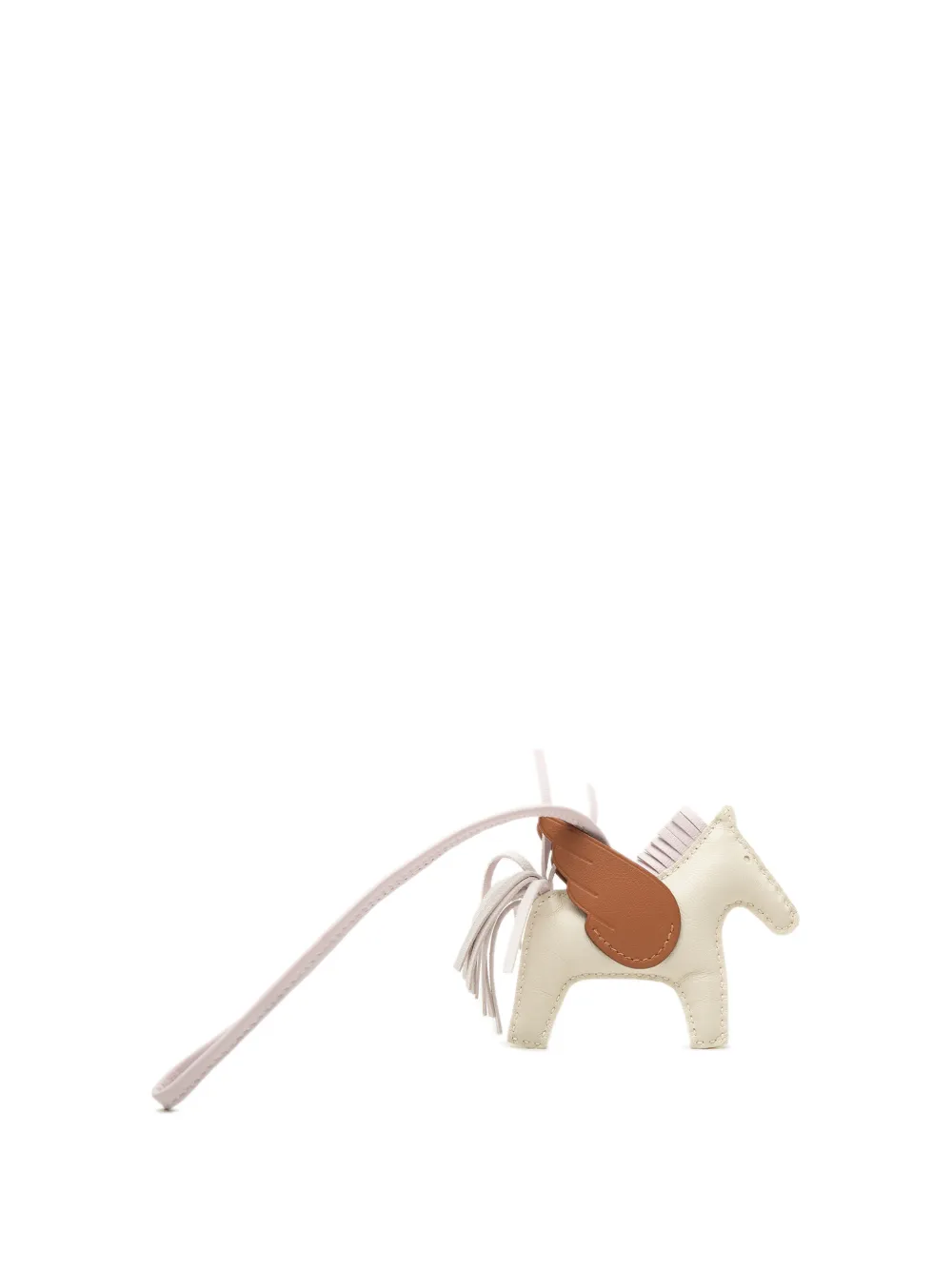 Hermès Pre-Owned 2022 Milo Lambskin and Swift Grigri Rodeo Pegase Bag Charm PM key chain - Bianco