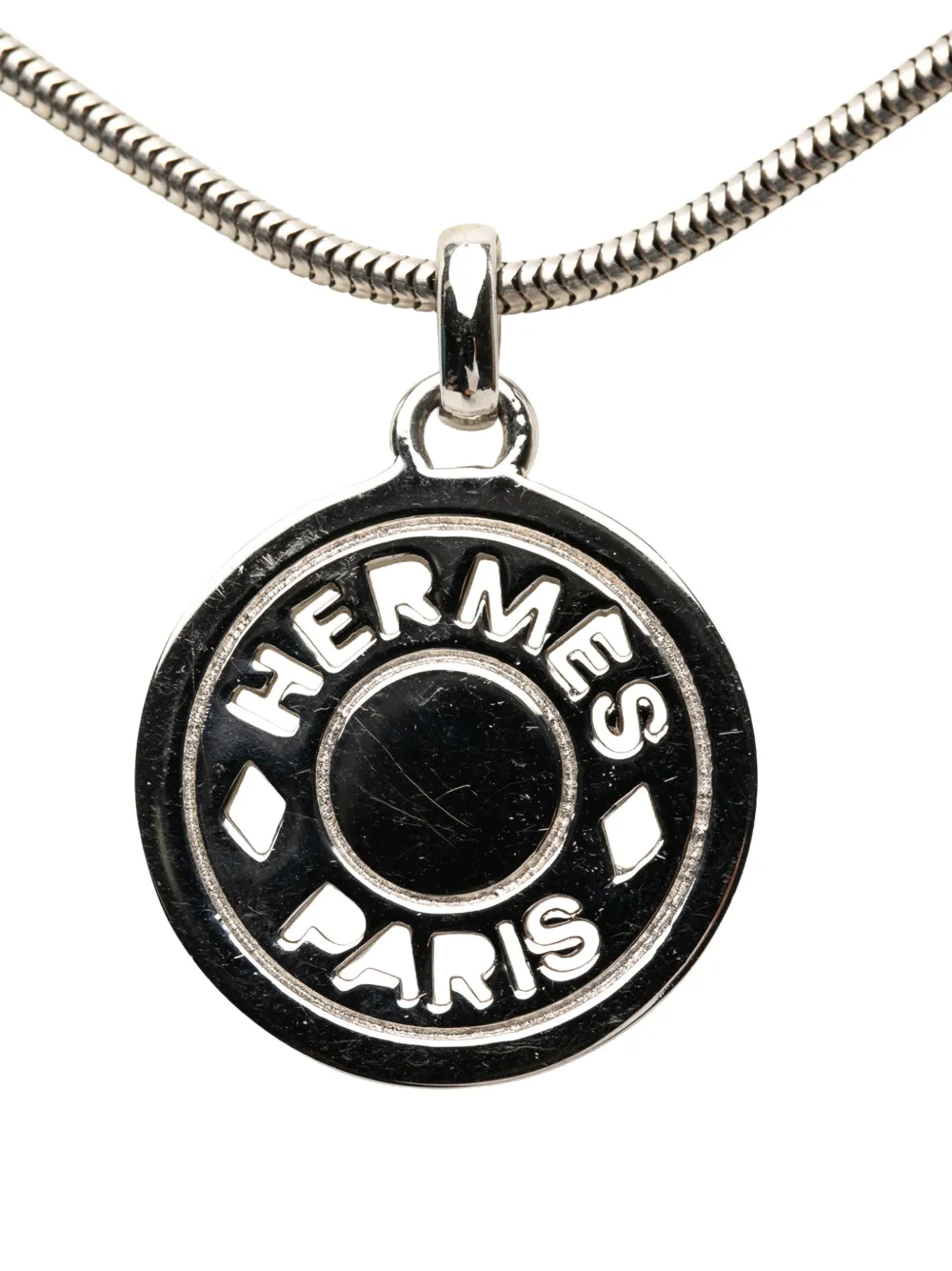 Hermès Pre-Owned 2000-2026 Palladium Plated Clou de Selle Pendant Necklace costume necklace - Argento
