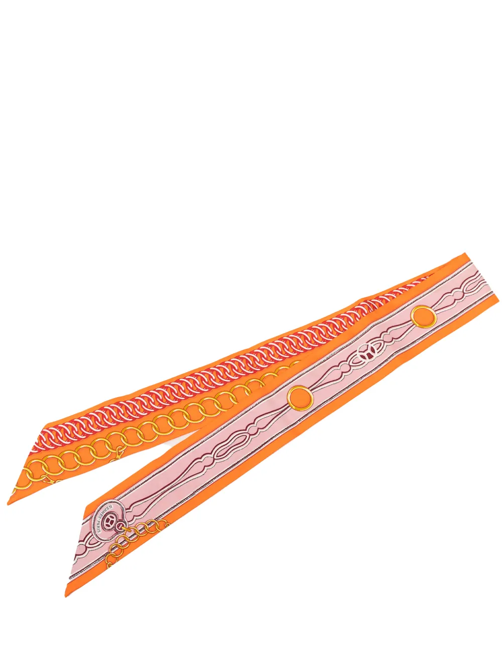 Hermès Pre-Owned 2000-2026 Maillons Silk Twilly Scarf scarves - Arancione