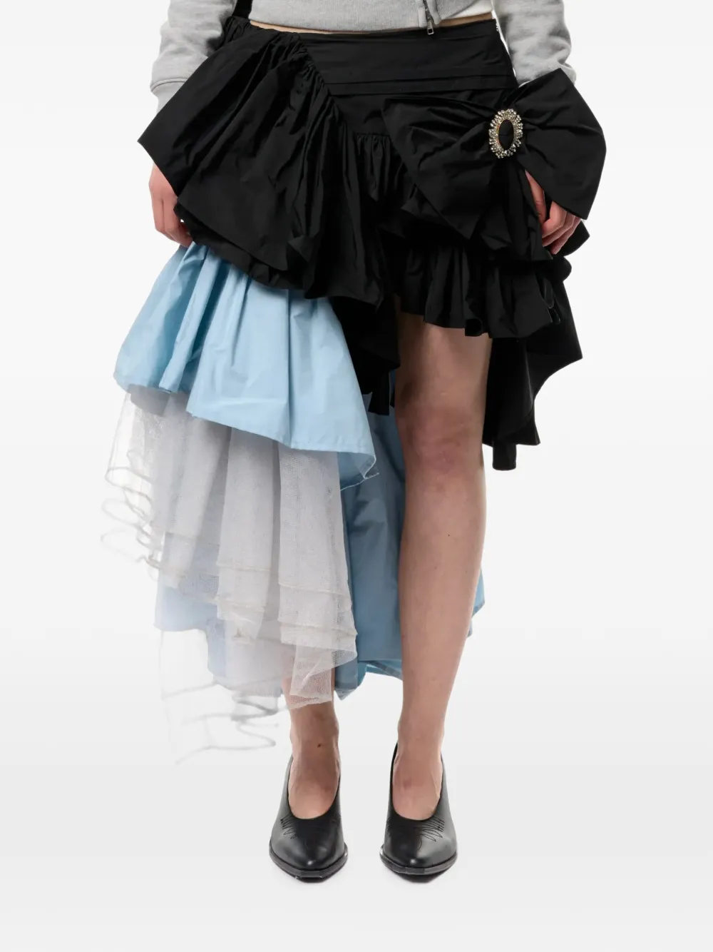 Vaquera ruffled asymmetric midi skirt - Nero