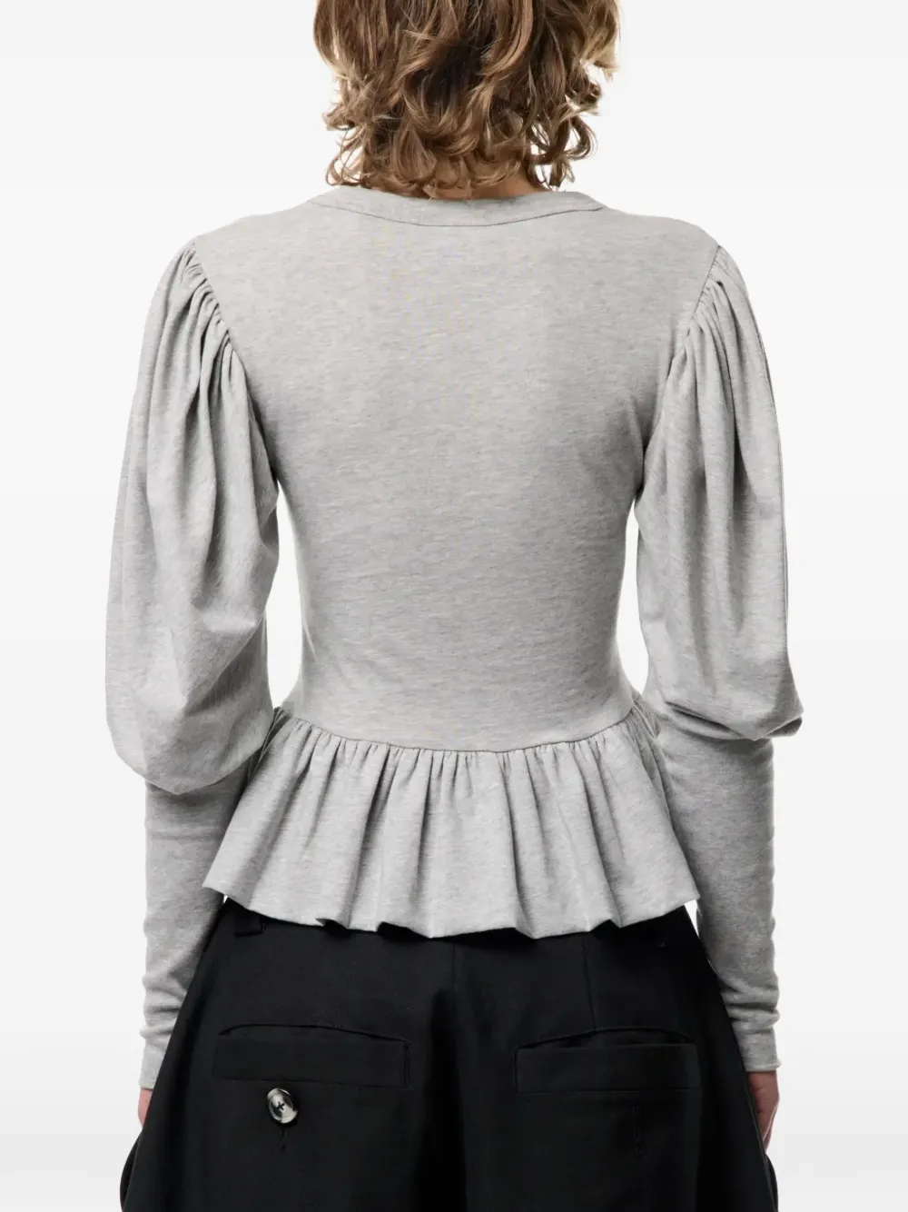Vaquera Romantic peplum T-shirt met wapenschild-print Grijs