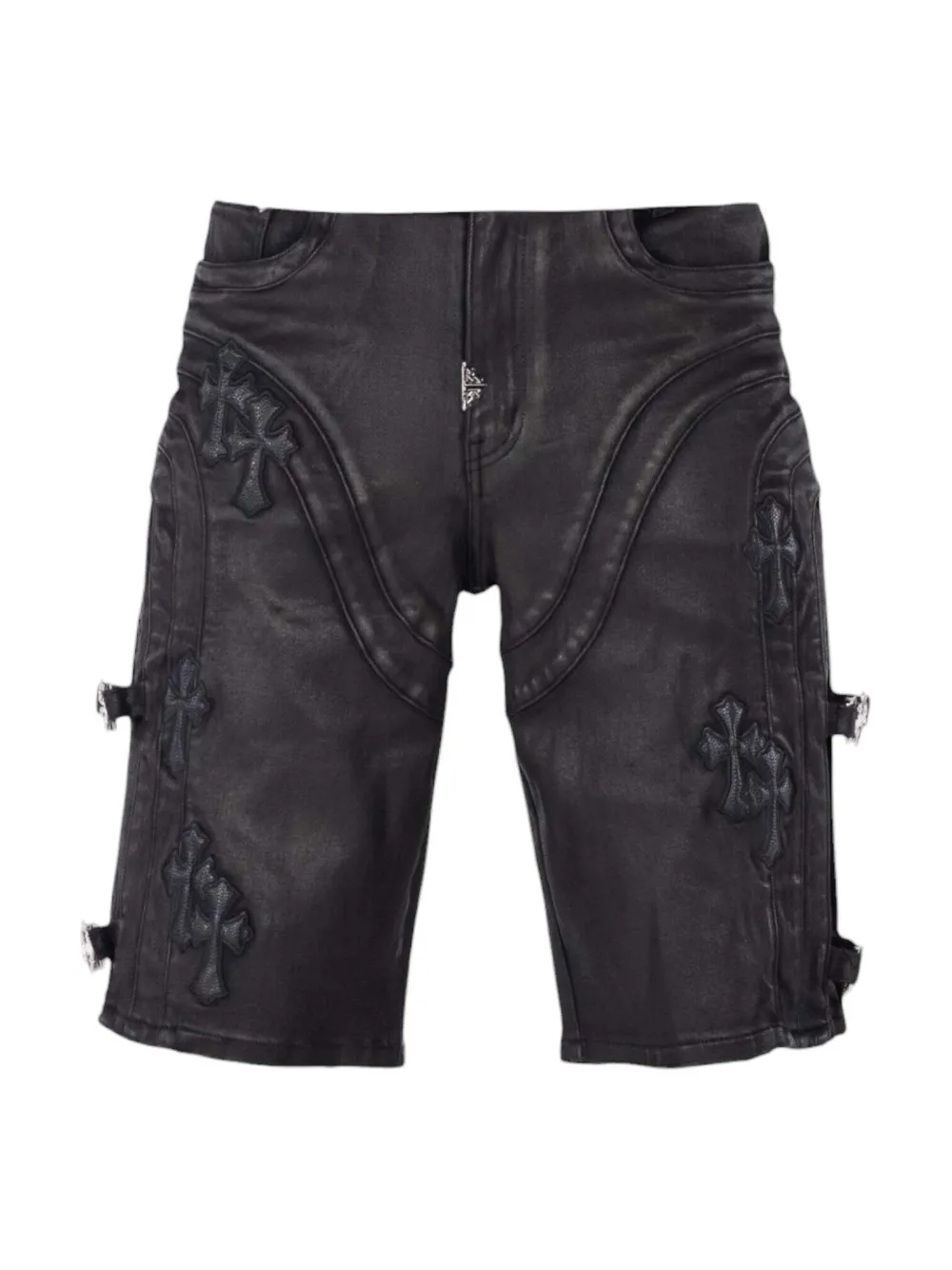 GUAPI appliqué-detail buckled shorts - Nero