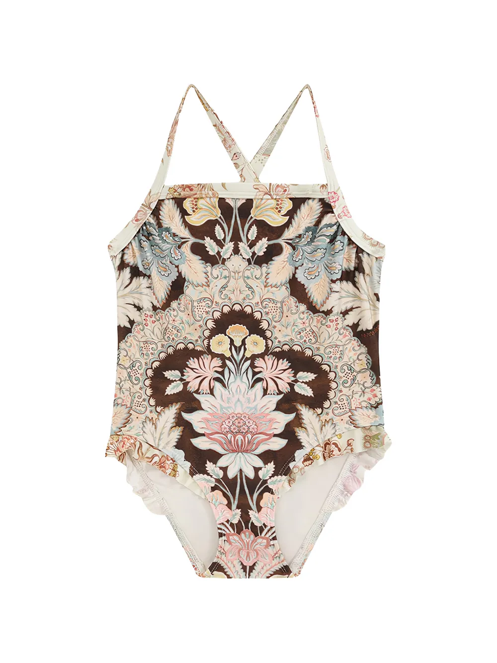 ZIMMERMANN Kids floral-print ruffled swimsuit - Braun