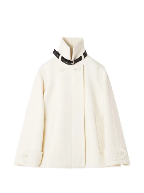 Lanvin Buckle-detail Double-breasted Coat in White
