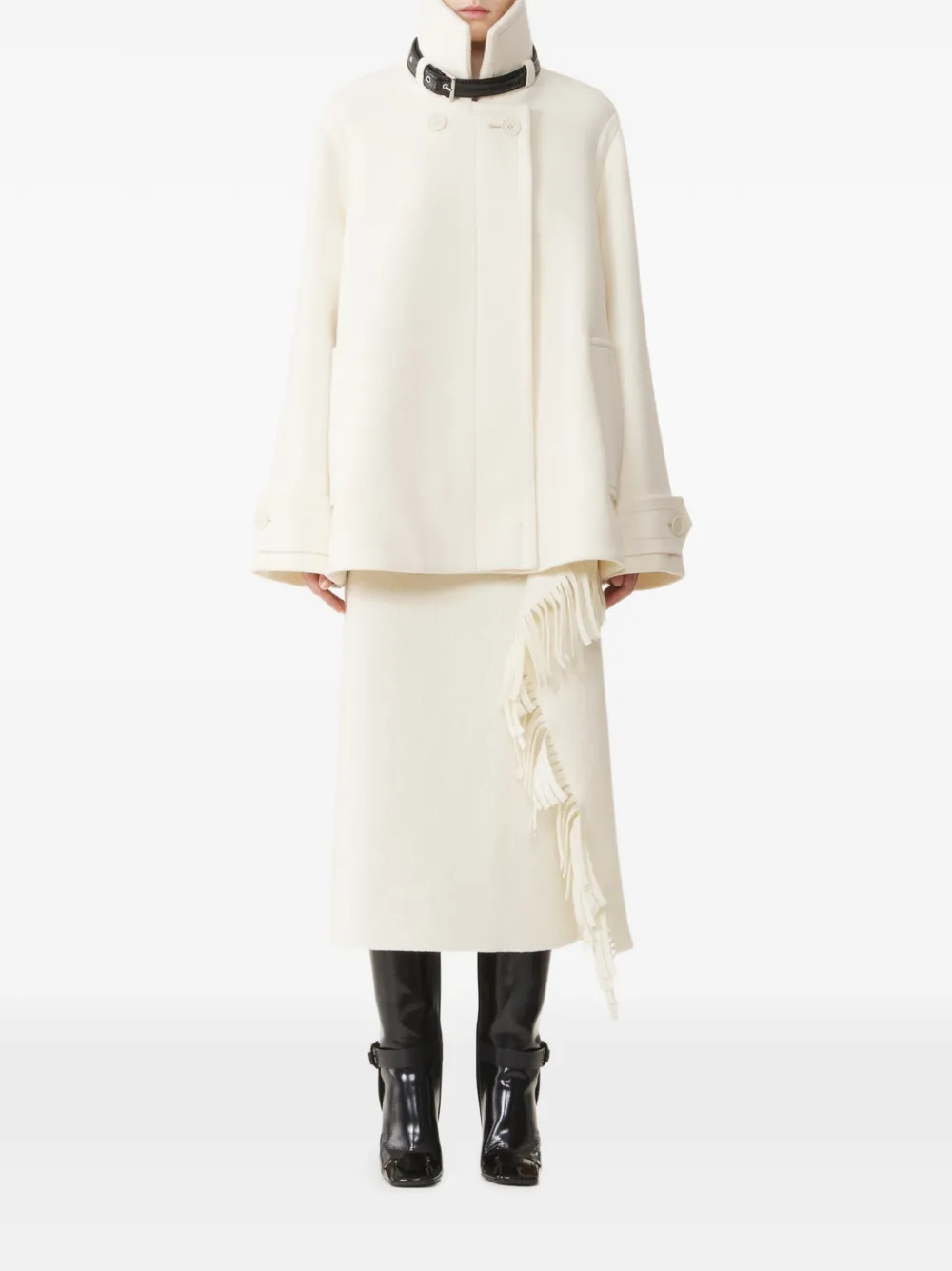 Lanvin Jas met dubbele rij knopen en gespdetail Wit